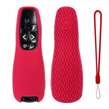 Imagem de Capa para Logitech Wireless Presenter R 400 R400, controle remoto, antiderrapante, capa com suporte de pele com cordão (rosa vermelha)