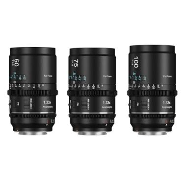 Imagem de SIRUI Lente Cine anamórfica com foco automático Astra 1.33X Full Frame para câmeras de montagem E, série FX, série A7R, série A9, kit de lentes de 50 + 75 + 100 mm (flare neutro)