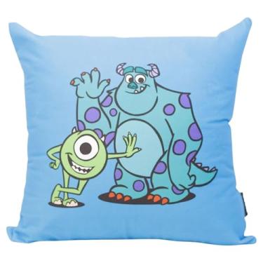 Imagem de Zonacriativa - Almofada Sulley e Mike Assinatura 40x40cm | Toque aveludado, enchimento em fibra | Ideal para fãs de Monstros S.A