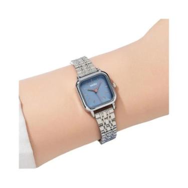 Imagem de moda pequena mostrador quadrado feminino senhora relógio de aço quartz