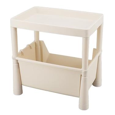 Imagem de Mingzhe Prateleira de Armazenamento de Plástico Organizador Multifuncional que Economiza Espaço para Cozinha, Sala Estar, Banheiro, Lavanderias (2 camadas sem roda)