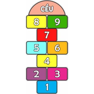 Imagem de Adesivo de parede Infantil De Chão Amarelinha Números Criança brinqued