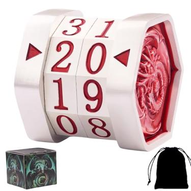 Imagem de ALOBGHDC Metal MTG Life Counter Wheel Metal Magic Life Counter MTG Health Tracker MTGs Bases com símbolo de dragão para jogos de tabuleiro, jogos de cartas, TTRPGs, compatível com MTGs (pérola