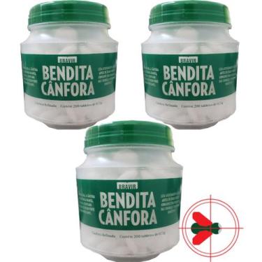 Imagem de 3 Cânfora Aromatizante Repelente Pragas Pote 200 Tab 0,75g