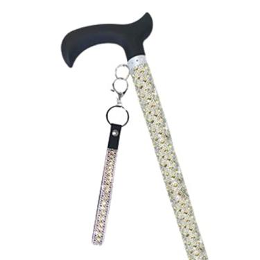 Imagem de Jacqueline Kent JKC114.YL Cana de açúcar embelezada com cristal de alumínio com alça preta e pulseira coordenada ajustável 71 cm a 94 cm, amarelo canário