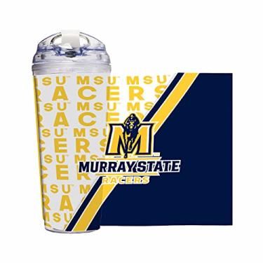 Imagem de Rico Industries Copo de acrílico padrão NCAA Murray State Racers de 680 g com tampa articulada, copo de parede dupla oficialmente licenciado com canudo