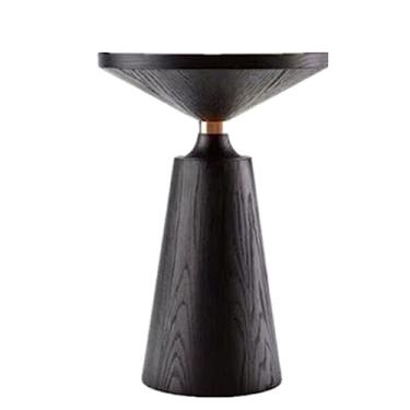 Imagem de Mesa lateral de madeira maciça, mesa de canto redonda pequena para sala de estar, mesa de centro moderna para decoração de casa, totalmente montada, mesa de centro pequena de 35 x 55 cm (preto)