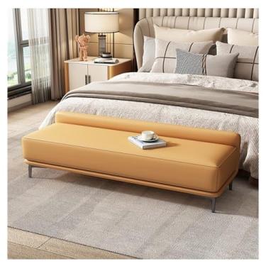 Imagem de Banco de armazenamento moderno banco de entrada moderno banco de extremidade da cama banco de couro estofado otomano bancos de quarto para pé da cama banco tufado banco de apoio para os pés com pernas