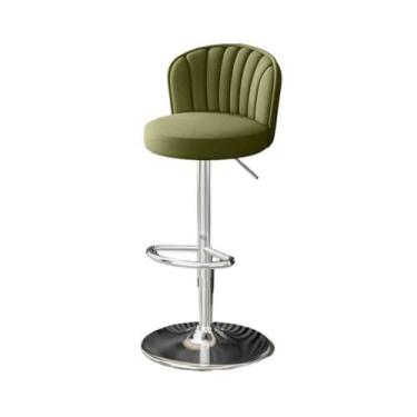 Imagem de Banqueta alta multiuso giratória comercial frontal banco de bar cadeira de bar cadeira alta doméstica bancos redondos modernos (verde)
