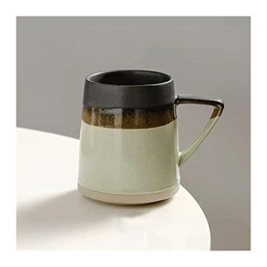 Imagem de Xícara de café vintage moderna criativa copo de água grande capacidade xícara de café cerâmica para escritório (verde, grande)