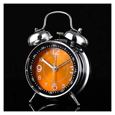 Imagem de x3anggyt5 Despertador para quarto, despertador duplo de 10 cm, despertador alto com luz de fundo para quarto, relógio de mesa operado por bateria (laranja)