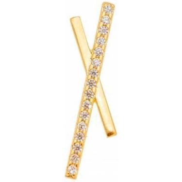 Imagem de Brinco X Com Micro Zirconia Banhado Ouro 18K