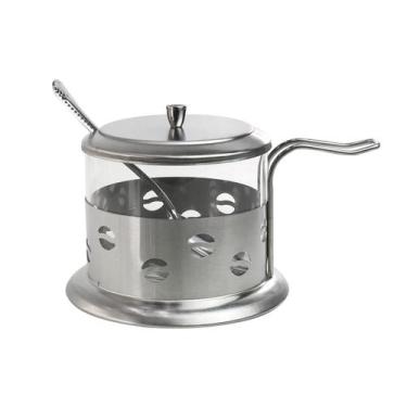 Imagem de Açucareiro vidro e inox com colher - 200 ml - Novo Século