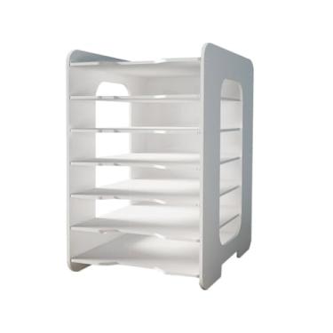 Imagem de Organizador de Mesa 4 Níveis para Documentos com Gavetas e Prateleiras, Suporte Multifuncional para Escritório, Mesa de Trabalho e Organização de Arquivos A4