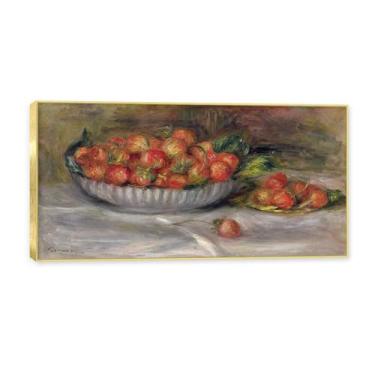Imagem de NHLDZYH Moldura dourada. Tela de frutas botânicas vintage, impressão de estilo de pintura a óleo vintage, decoração de jantar country de fazenda, pronta para pendurar. C64. 60 x 120 cm.