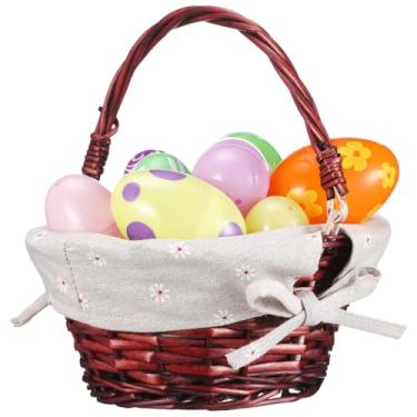 Imagem de Domensi Cesta de Vime de Páscoa com Alça de Rattan, Cesta Pequena com Forro, Recipiente de Armazenamento Oval Vazio de Salgueiro para Caça de Ovos de Páscoa, Festa de Frutas Doces, 23 x 18 x 10 cm