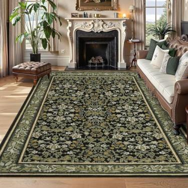 Imagem de GarveeHome Tapete lavável, 22,5 x 30,5 cm, para sala de estar, boho, antiderrapante, vintage, de pelo baixo, tapetes grandes para quarto, sala de jantar, resistente a manchas, tapete com destaque para