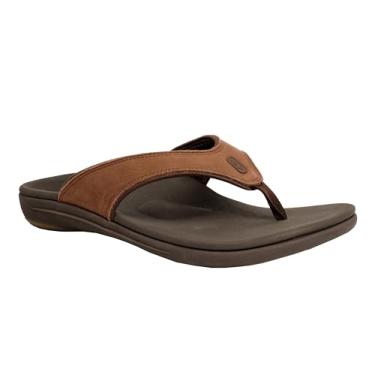 Imagem de REVITALIGN Chinelo masculino de couro Yumi, Marrom, 38