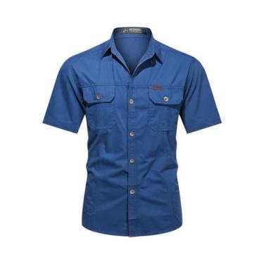 Imagem de Camisa Masculina De Verão Em Algodão Fino, Manga Curta, Roupas De Trab