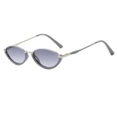 Imagem de HCHES Óculos de Sol Retrô Semiarmação com Proteção UV400, Cores Modernas, para Esportes ao Ar Livre, Unissex (Cinza-Cinza)