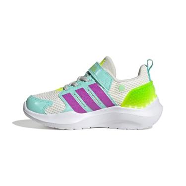 Imagem de adidas Tênis Lightorama para bebês meninos, Branco/Roxo Burst/Limão lúcido, 22