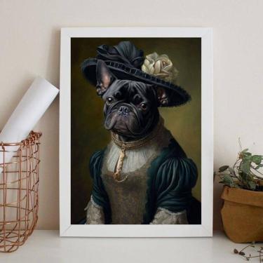 Imagem de Quadro Bulldog Francês Pretinha - Lady 33X24Cm - Com Vidro