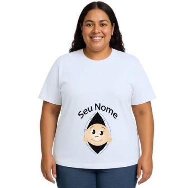 Imagem de Camiseta Bebê Na Barriga Grávida Estampa Personalizada - Use P4, Branc
