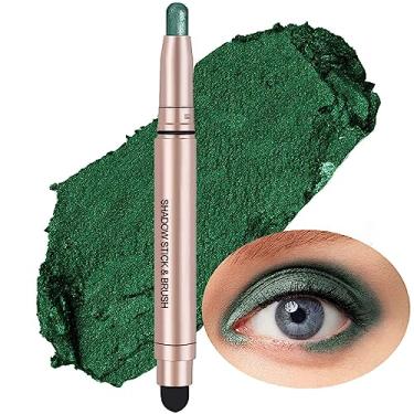 Imagem de SAUBZEAN Sombra verde, lápis de sombra creme, lápis de sombra de olhos à prova d'água, hipoalergênico de longa duração, paleta de primer com glitter, caneta delineadora brilhante