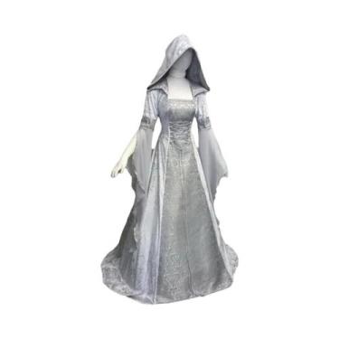 Imagem de Vestido De Bruxa Deluxe Com Capuz Para Mulheres, Fantasia Medieval Ren