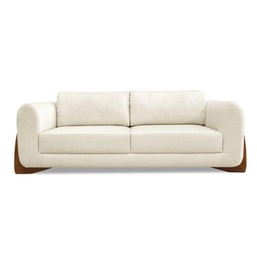 Imagem de Sofá 2 Lugares Base De Madeira Clarissa 180 Cm Linho S04 - D'rossi Cor Natural