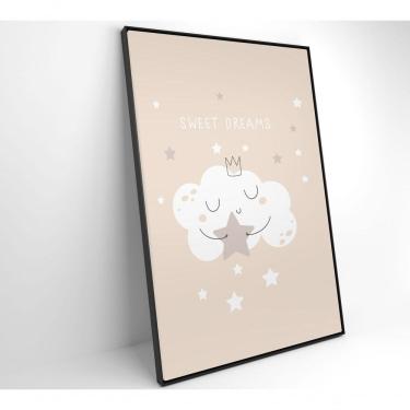 Imagem de Quadro Infantil Nuvem Doces Sonhos Medidas 80x120 Cm Impressão Vidro Acrílico