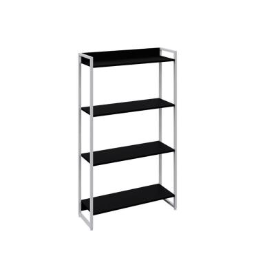 Imagem de Estante Dynamica 80x30x146cm C/04 Prateleiras Preto ônix / Est.branca Preto ônix / Est.branca