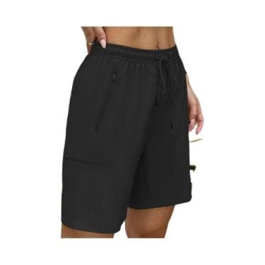 Imagem de Shorts Cargo Femininos Leves E Ajustáveis Para Caminhada Com Bolsos Co