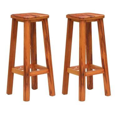 Imagem de Kit 2 Banquetas Alta Sem Encosto Madeira Maciça