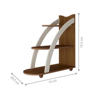 Imagem de Mesa De Apoio 3 Prateleira Curvo Eribor Cedro Off White
