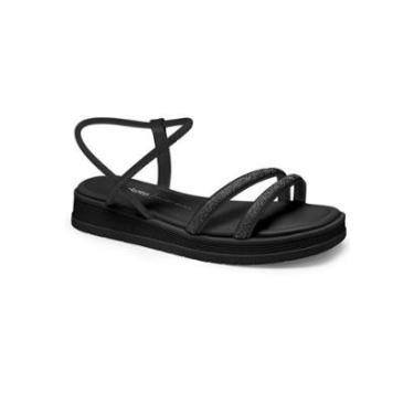 Imagem de Sandália Feminina Dakota Anabela Flatform Brilho Y6962 Preto-Feminino