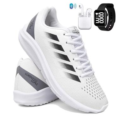 Imagem de Tênis Para Academia e Corrida Super Leve e Macio Caminhada Confortável com Relógio e Fone-Masculino