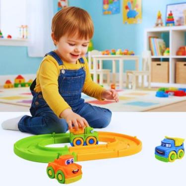 Imagem de Kit Pista 3 Carrinhos Monta Desmonta Educativo Menino Bebê Peças encai