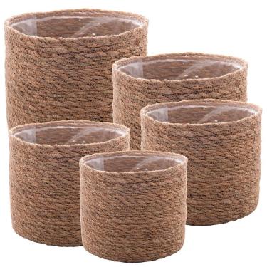 Imagem de Conjunto 5 Cachepots Wolff Fibra Natural Forro Plástico Versátil