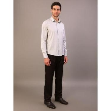 Imagem de Camisa Masculina Manga Longa Slim Básica - Cinza Claro-Masculino