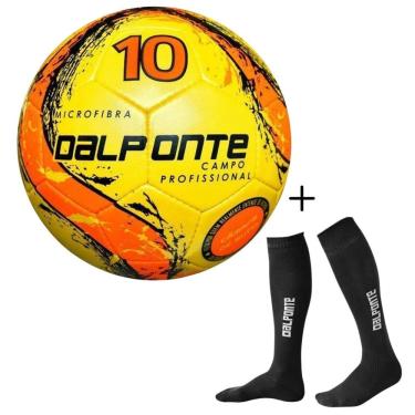Imagem de Kit 01 Bola Campo Dalponte 10 Microfibra Costurada A Mão + 01 Meião De Futebol Dalponte Profissional
