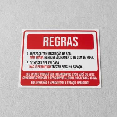 Imagem de Placa Acm Regras Restrição De Som Pet Em Casa Evento 18X23 - Sinalizo