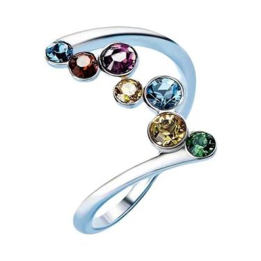 Imagem de Anel De Dedo Feminino Em Prata Com Zircônia Colorida, Joia Exquisita P