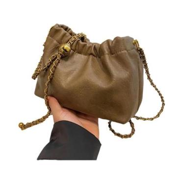 Imagem de Bolsa Transversal Feminina De Couro PU Com Corrente, Estilo Casual E E