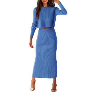 Imagem de Conjunto Coordenado PRETTYGARDEN XL Top Cropped e Saia em Malha Canela