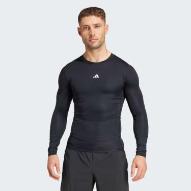 Imagem de Camiseta Adidas Techfit Manga Longa Preta, G