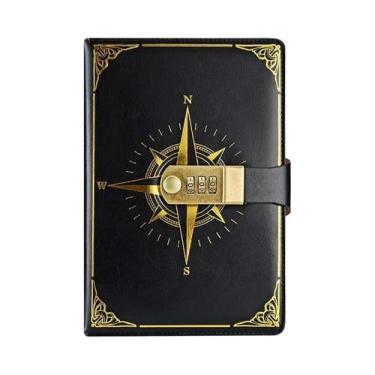 Imagem de Caderno Diário Retrô A5 Com Cadeado, Bússola De Viagem, Caderneta De A