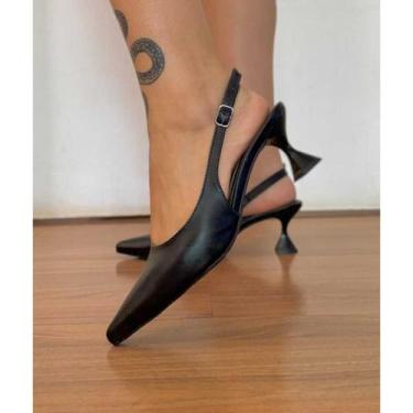 Imagem de Scarpin Slingback Salto Taça Feminino Bico Fino Elegante Confortável M