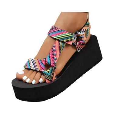 Imagem de Sandálias De Tecido Confortáveis Com Sola Grossa Para Mulheres, Leves 