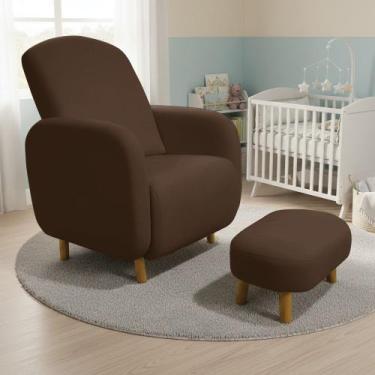 Imagem de Poltrona Amamentação Madeira e Puff Jhessy Suede D03 - D Rossi - DRoss